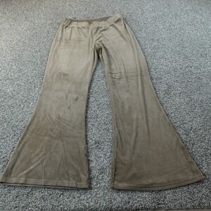 Hollister ants Womens L Brown Pull On Velvet Mid Rise Flare Bell Sweatpants Boho